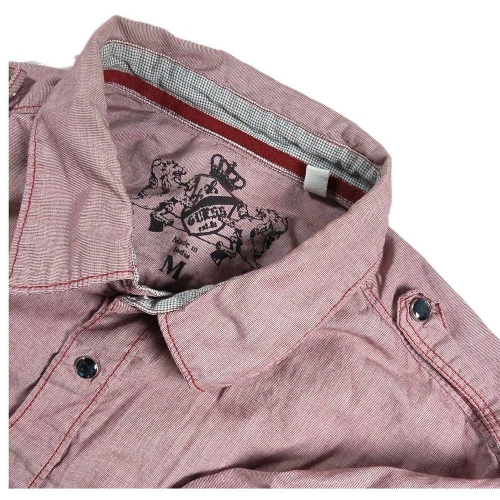 Vintage Guess Pearl Snap Shirt Mens M RED Graphic Western‎ Rodeo Y2K 90s